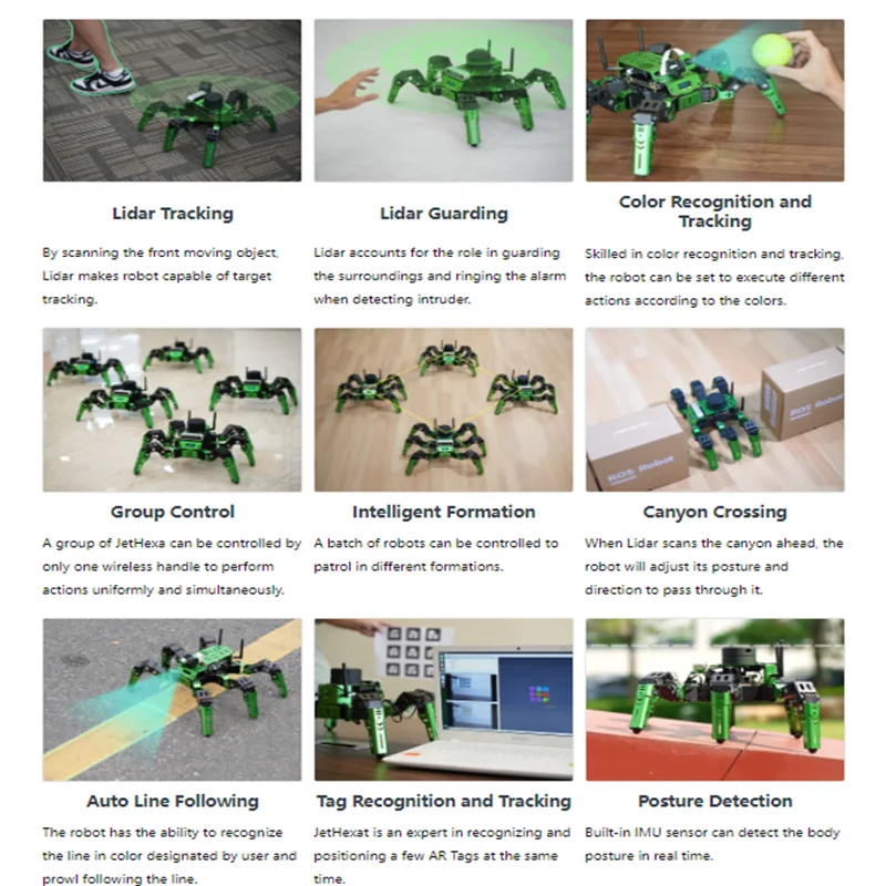 New six-legged robot teaching programming JetHexa DIY visual bionic spider SLAM radar mapping navigation JETSON NANO