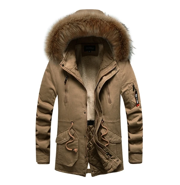 Liu Ming High Quality 2024 New Products Men Casual Outdoor Fur Collar Hooded Jackets Winter Overcoats Warm Parkas Long Coats