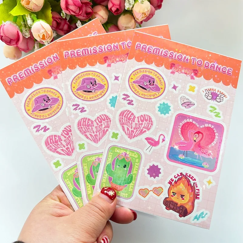 Factory Price Full Color Custom Design Adhesive Vinyl Stickers Removable Vinyl Waterproof Kiss Cut Sticker Sheet for Decoration