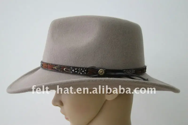 
wholesale handmade 100% Australian wool felt leather band cowboy hat 