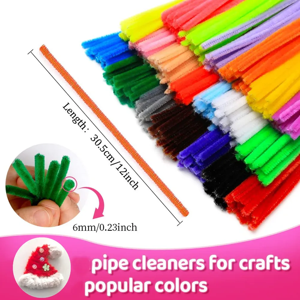 DIY Fuzzy Wire Chenille Handcraft Craft Chenille Stem Craft Pipe Cleaner Flower Bouquet Art Set Kit Crafts for Kids