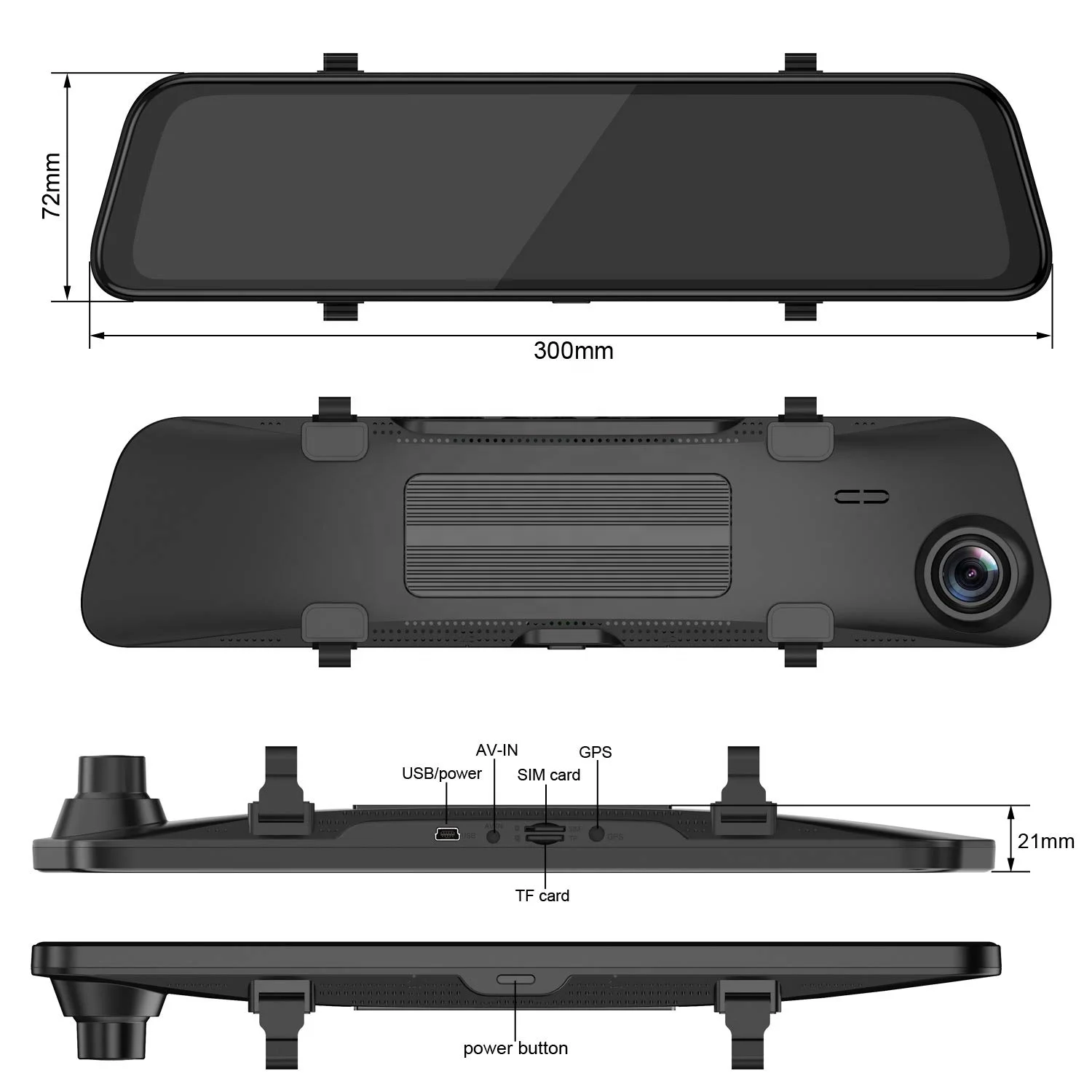 professional 4g 1080p car rear view mirror dual dash cam gps logger back camera