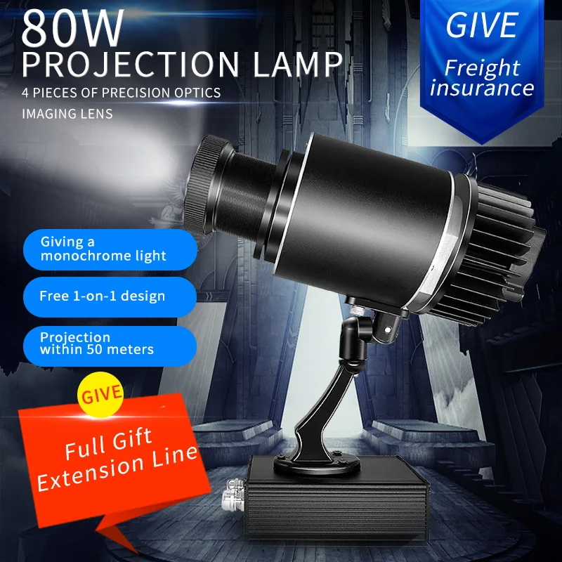 Indoor keep static 80w Commercial Advertising remote control gobo led Logo projection light
