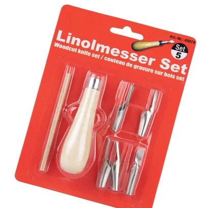 High quality Special-shaped Plastic Linolmesser Set 5pcs for cutting lino board scraping knife clay toning plastic carving knife