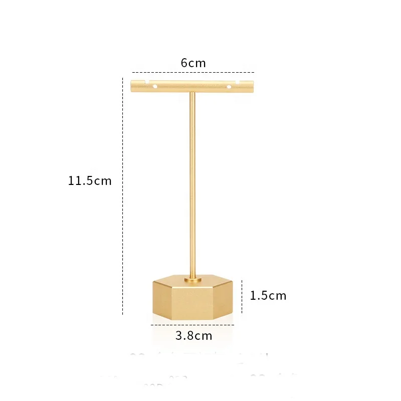 Top quality gold T bar metal jewelry display stands earring holder stand display for shop