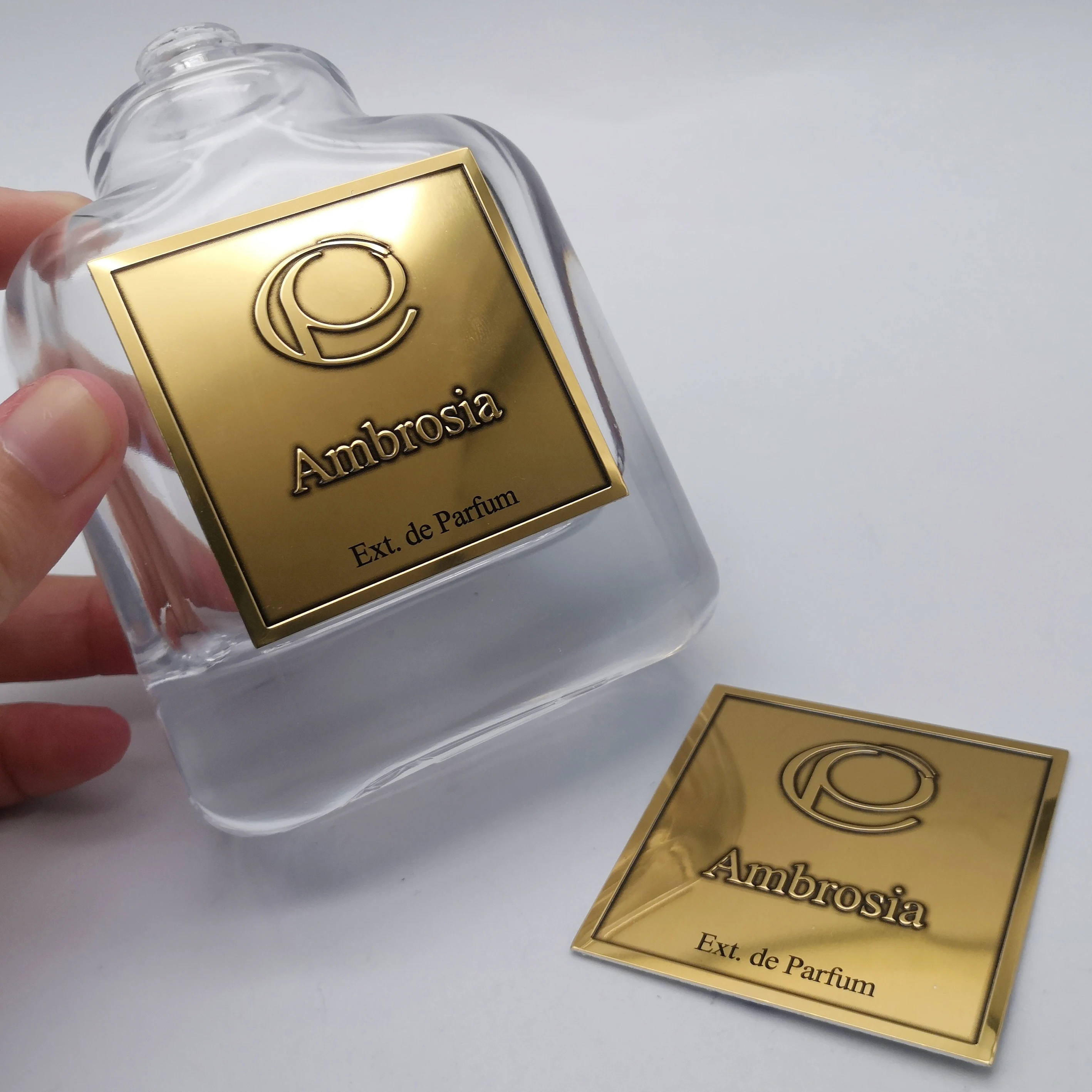 Label Luxury Cosmetic Glass Bottle Jar Packaging Sticker Gold OEM Personalised Perfume Metal Waterproof Aluminum Customized
