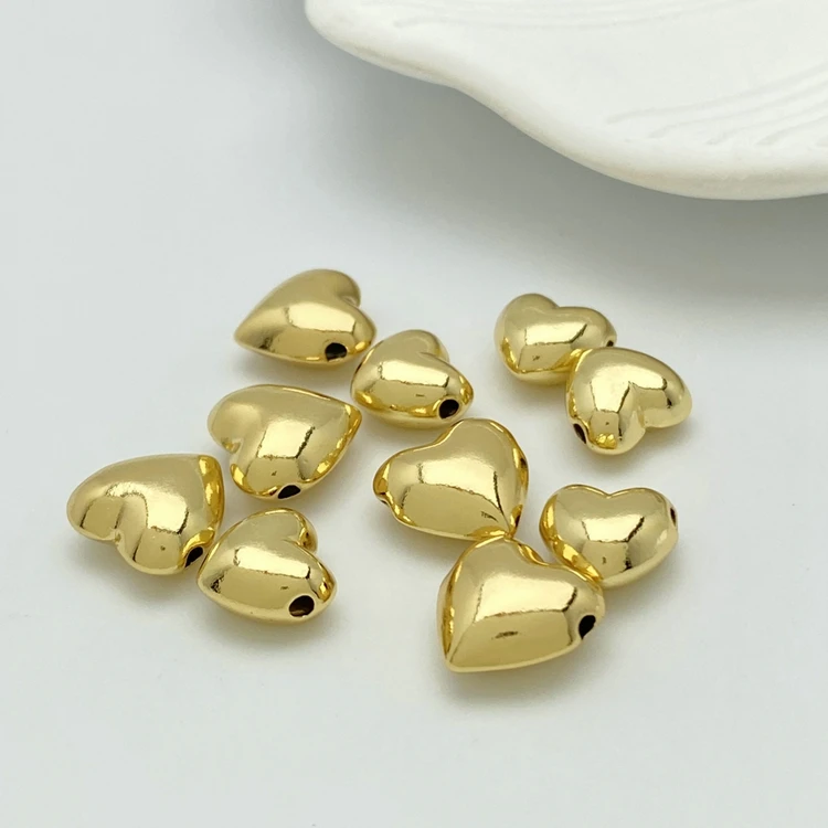 Hot Sell Heart Shape Gold Plated Beads Finding for Jewelry Making Accessories DIY Wholesale Price