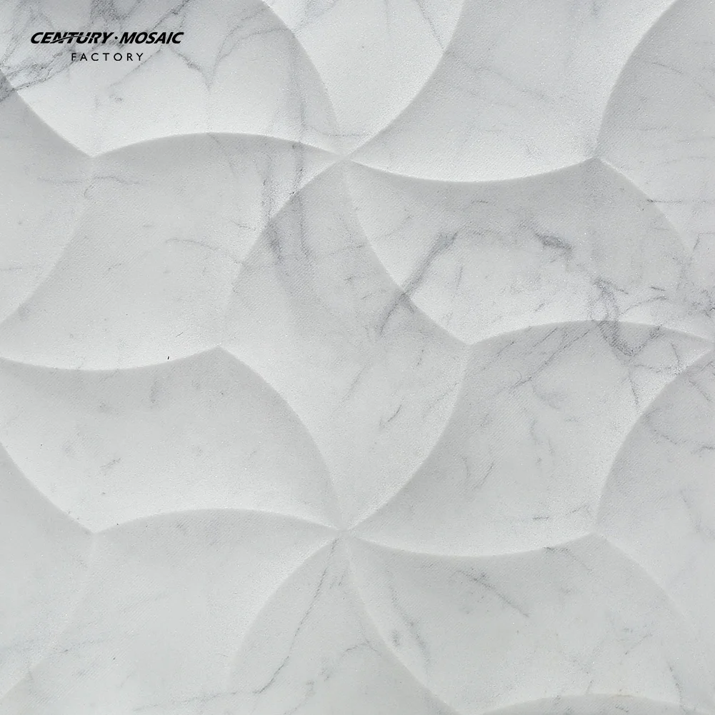 White Carrara 300*300mm 3D Effect Marble Wall Tiles Bathroom Tile Design