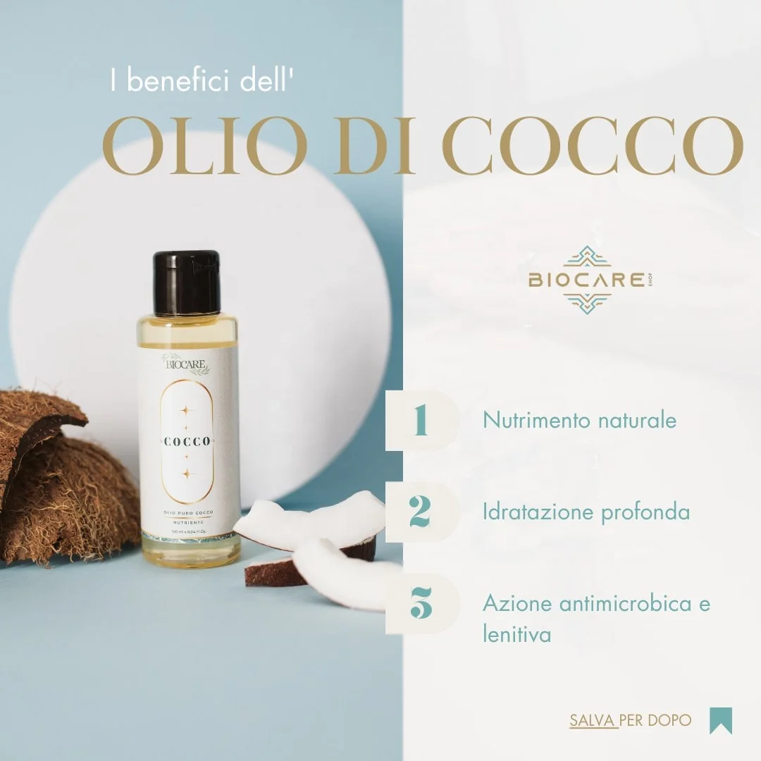 PURE NOURISHING COCONUT OIL  Rich in vitamins Useful for hair health and reduces skin dehydration 250 ml Biocare Made in Italy