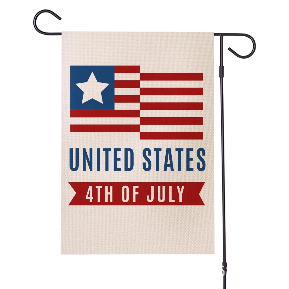 Factory Direct High Quality Linen Independence Day Series Outdoor Garden Fags