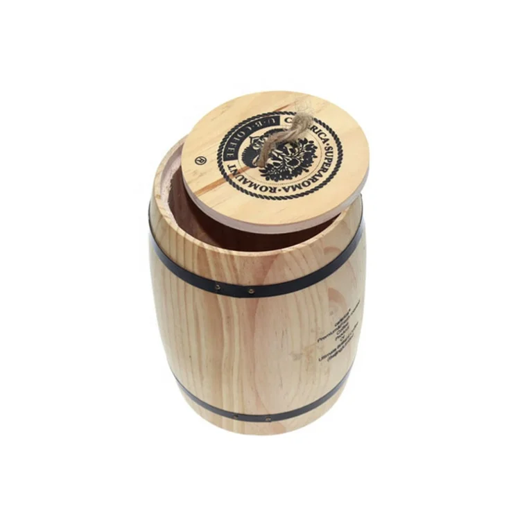 wholesale wooden coffee bean barrel container