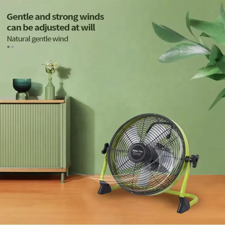 ZRACO High quality 12 inch 12v solar floor fan usb charging DC rechargeable desk top table fan