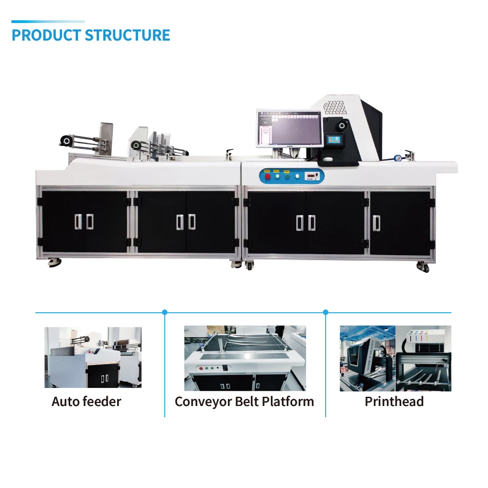 Kelier FI1000 Pizza box corrugated carton paper bag one single pass inkjet printer multi colors  printing machine with conveyor