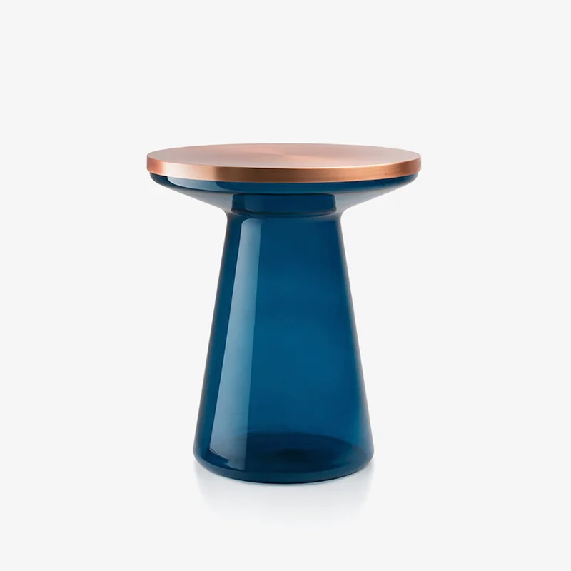 Figure side table designer colored glass round table Brass side table
