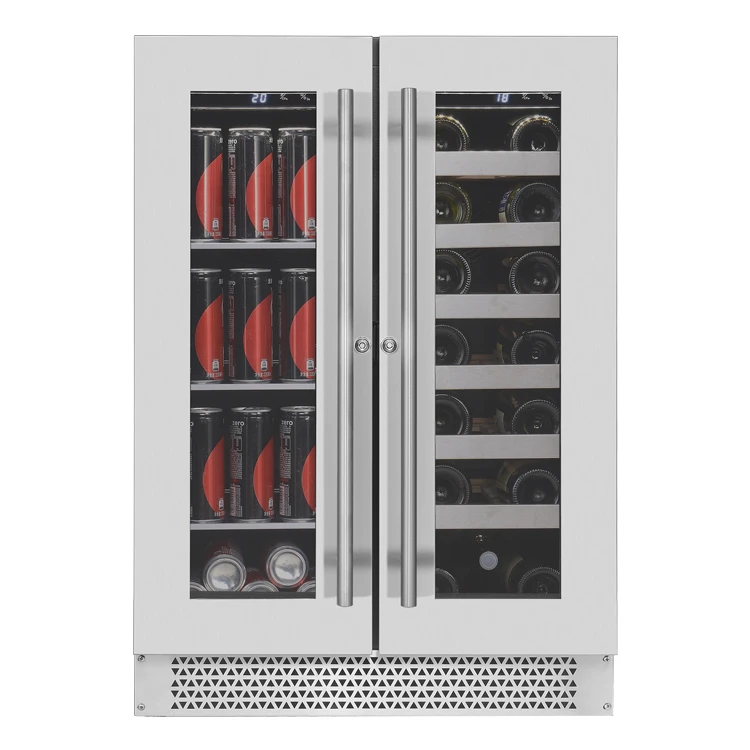 VI60-2DB OEM Dual Zone Beer Wine And Beverage Cooler Drink USA Display Fridge Stainless Steel Wine Cellar for Kitchen Counter