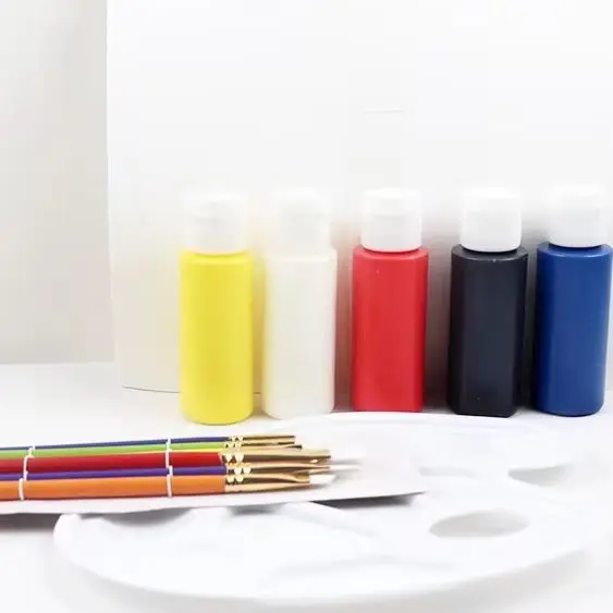 Portable Art Set 2024 High Quality 5x60ml Acrylic Paint 10 Paper PVC Bag for Student Office Artist 23pcs