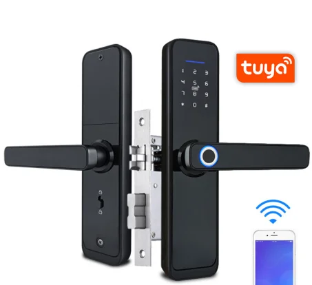 Wholesale Smart Home Tuya TTlock Smart Wifi Door Lock  Digital Fingerprint password Card Biometric wifi Door Lock