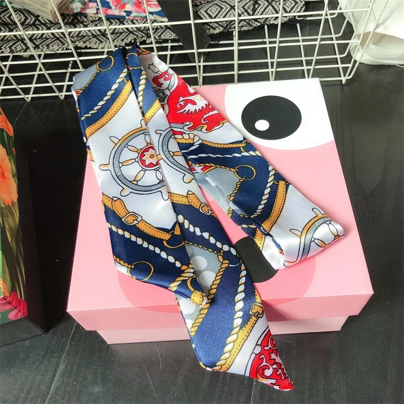 Dropshipping Free Sample 2022 New Arrival Wholesale Customize Cheap Printed Women Fashion Head Tie bag handle Silk scarves