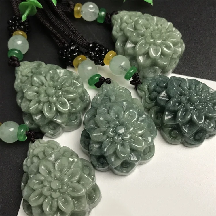 Natural Myanmar Jade Flower Pendant Necklace, Type A Jade, Gift for Women, Mother and Daughters Gift