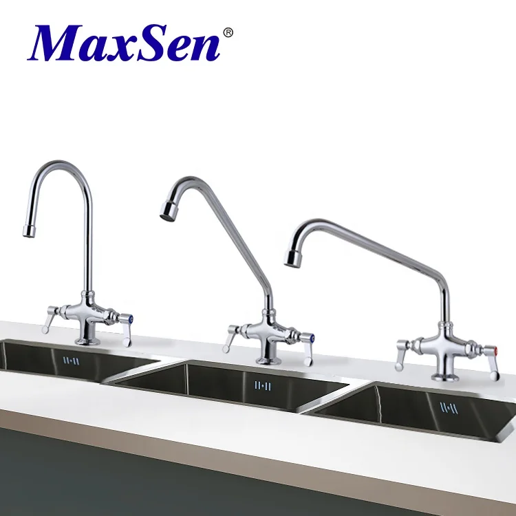 Deck Mounted Pantry Faucet with Gooseneck Spout Brass compression cartridge Cartridge and Lever Handle