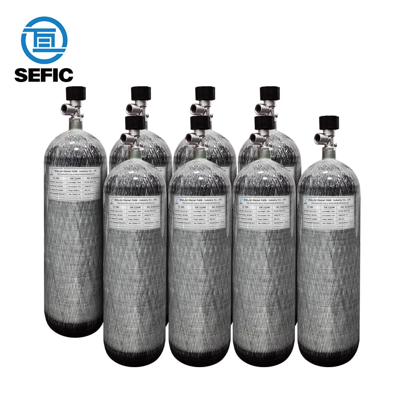 High Pressure 6.8L M18*1.5 4500psi 300bar Carbon Fiber Cylinder Diving Tank HPA Air Bottle Fire-fighting Snorkeling
