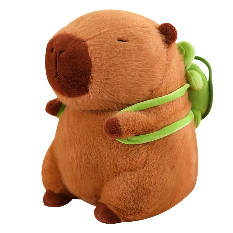 High Quality Capybara dark puffer plush toy 23CM 33CM 45CM Capybara plush with turtle