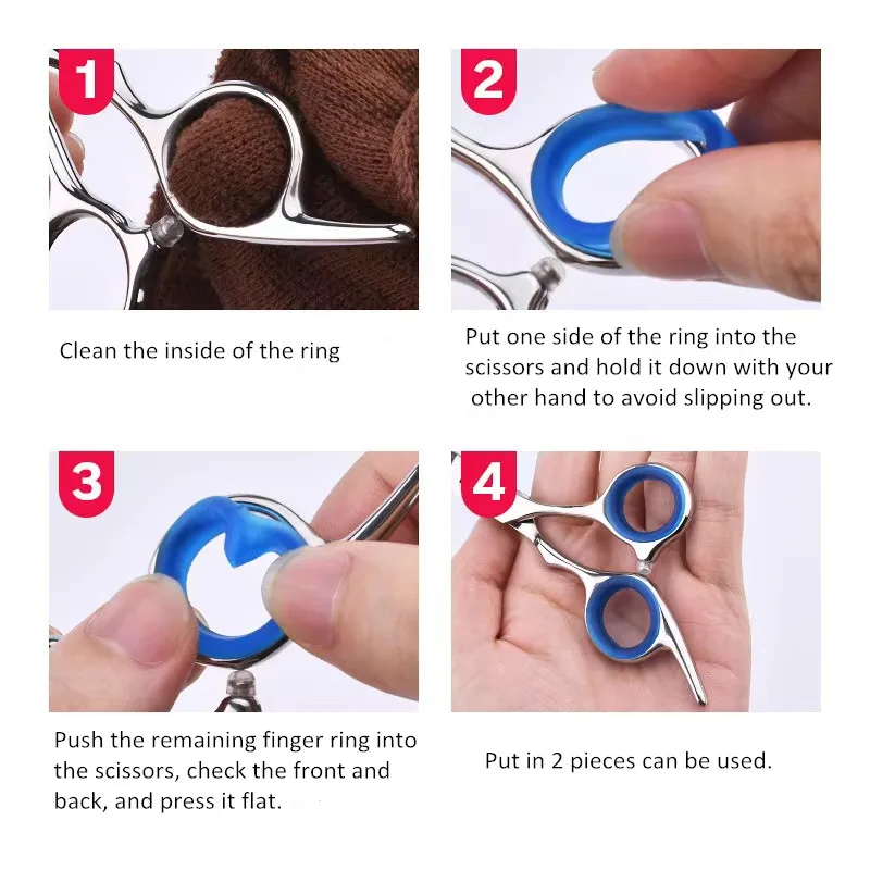 Softer Glitter Hair Pet Grooming Silicone Rubber Scissors finger ring inserts