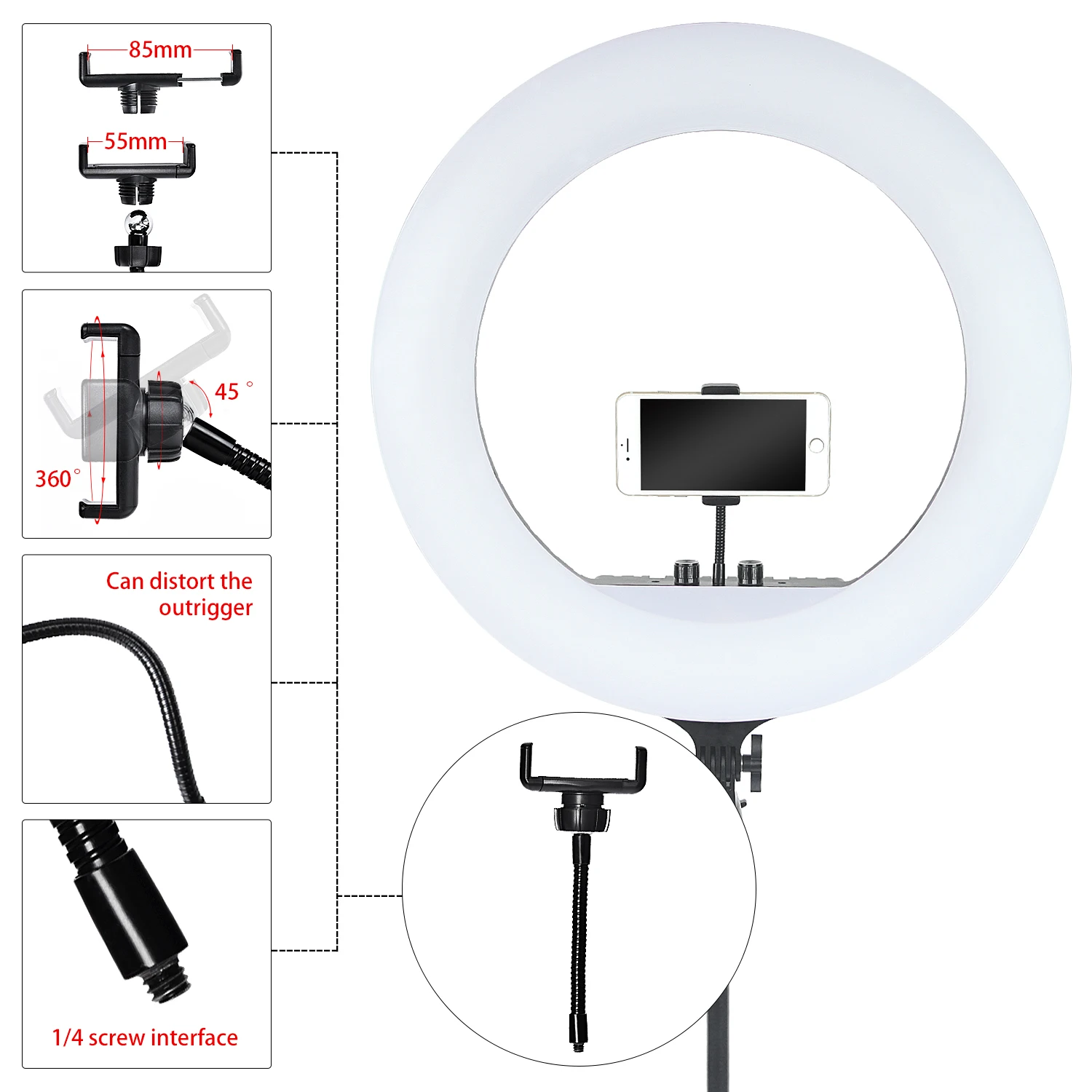 FOSOTO 21inch Selfie Led Ring Flash Light Live Streaming Lamp Led Ring Light With Tripod Stand For beauty Makeup video Tiktok