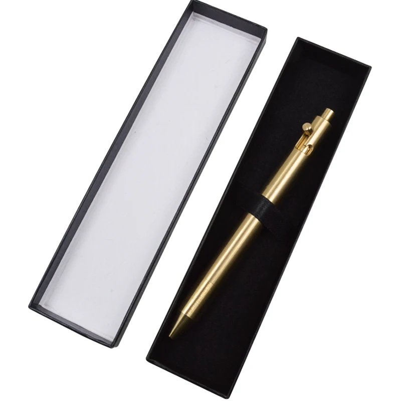 JXT Manufacturer Customized Titanium Bolt Action Tactical Brass Pocket Pen with Non-Slip Grip EDC Office Business Writing Pen