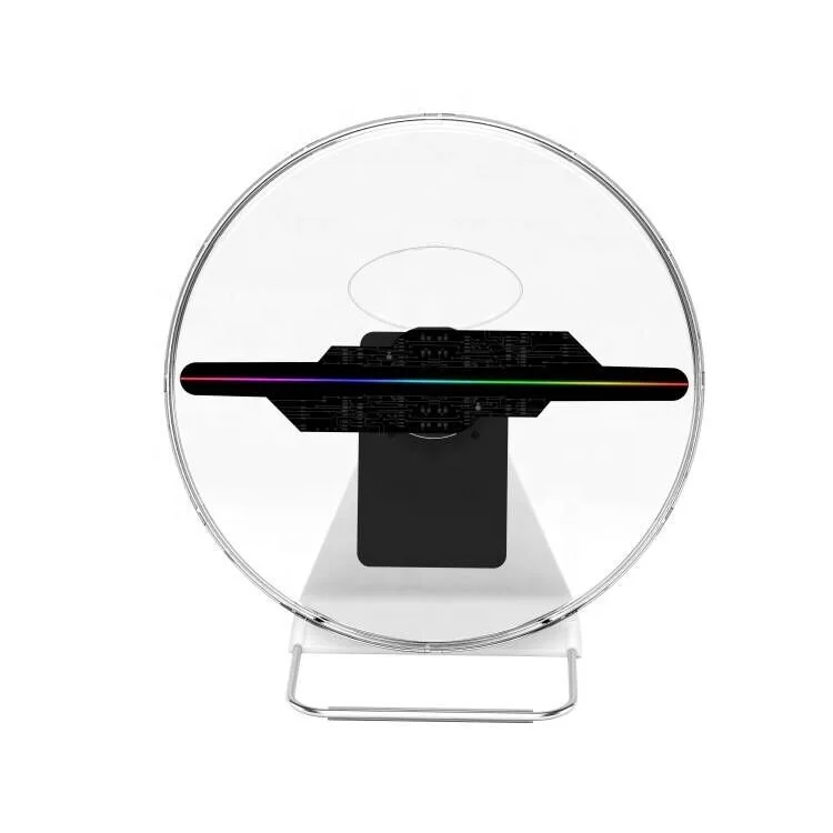 Rechargeable Small Hologram Fan 3D Mini Holographic Christmas Fan Cloud Spinning LED Hologram Projector Screen with Speaker