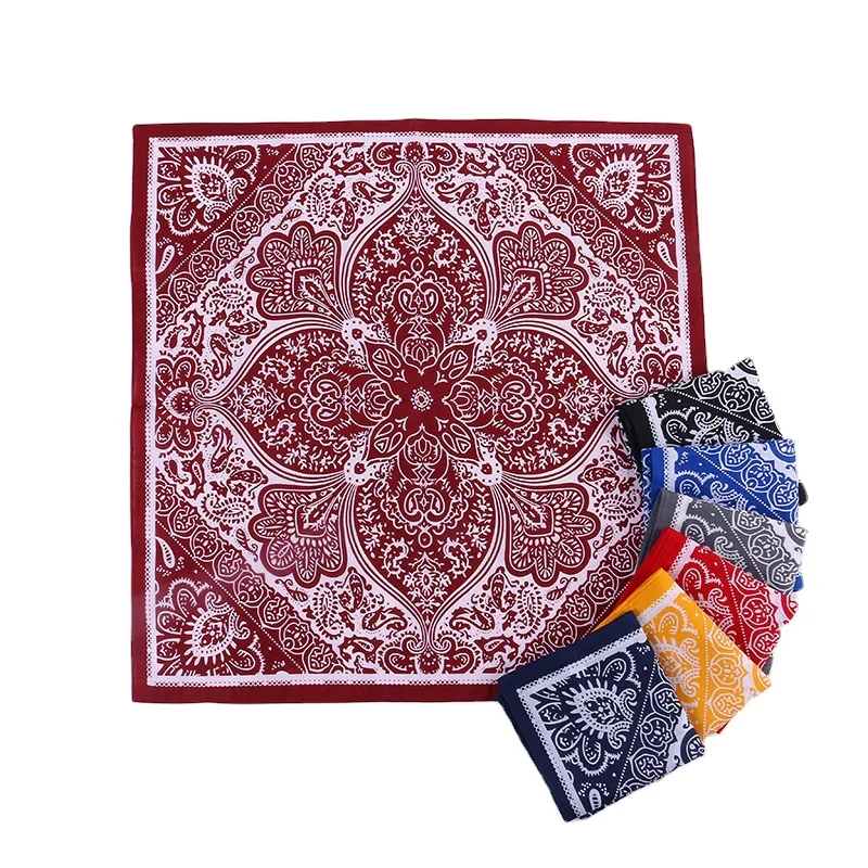 custom 100% cotton burgundy dark red paisley fashion printing  bandana headwear hair wear for men and woman