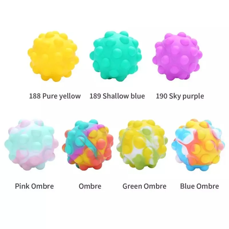 2021 New Silicone Anxiety Relief Popper Push Pops Bubble Ball Fidget Toys Sensory Stress Relief Fidget Squeeze 3D Popper Ball