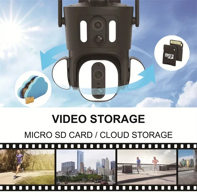 4MP Pir Ptz Dual Lens UBOX APP 9W Solar Wifi Battery Camera