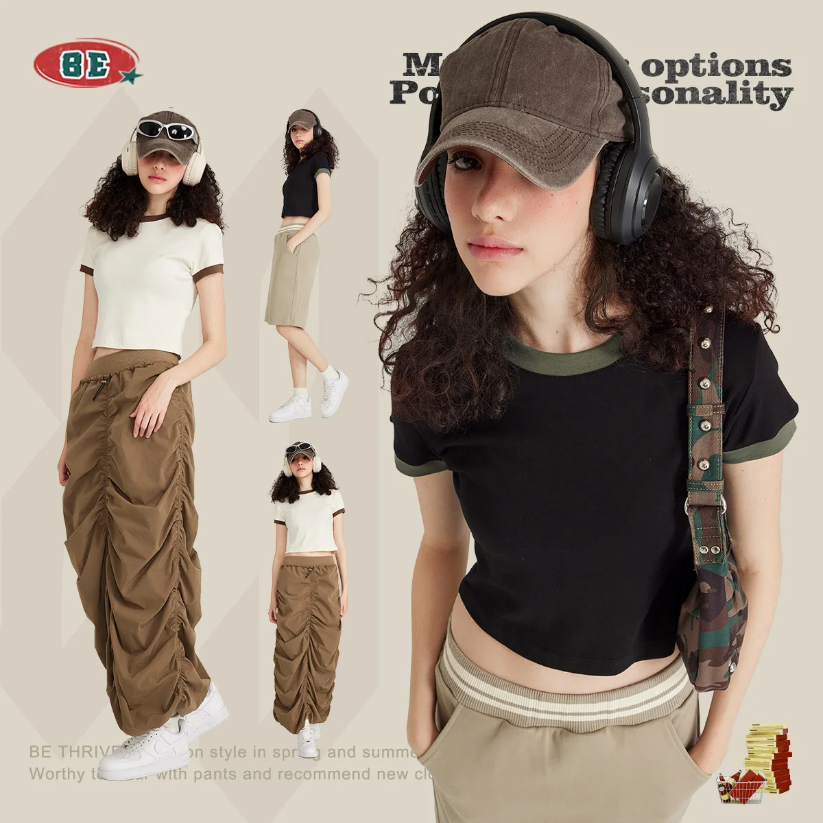 2024 Retro Skinny Short Sleeve Raglan T-Shirt for Girls Hot Sale Women Fashion Customized Low Price Vintage Blank Crop Top Shirt