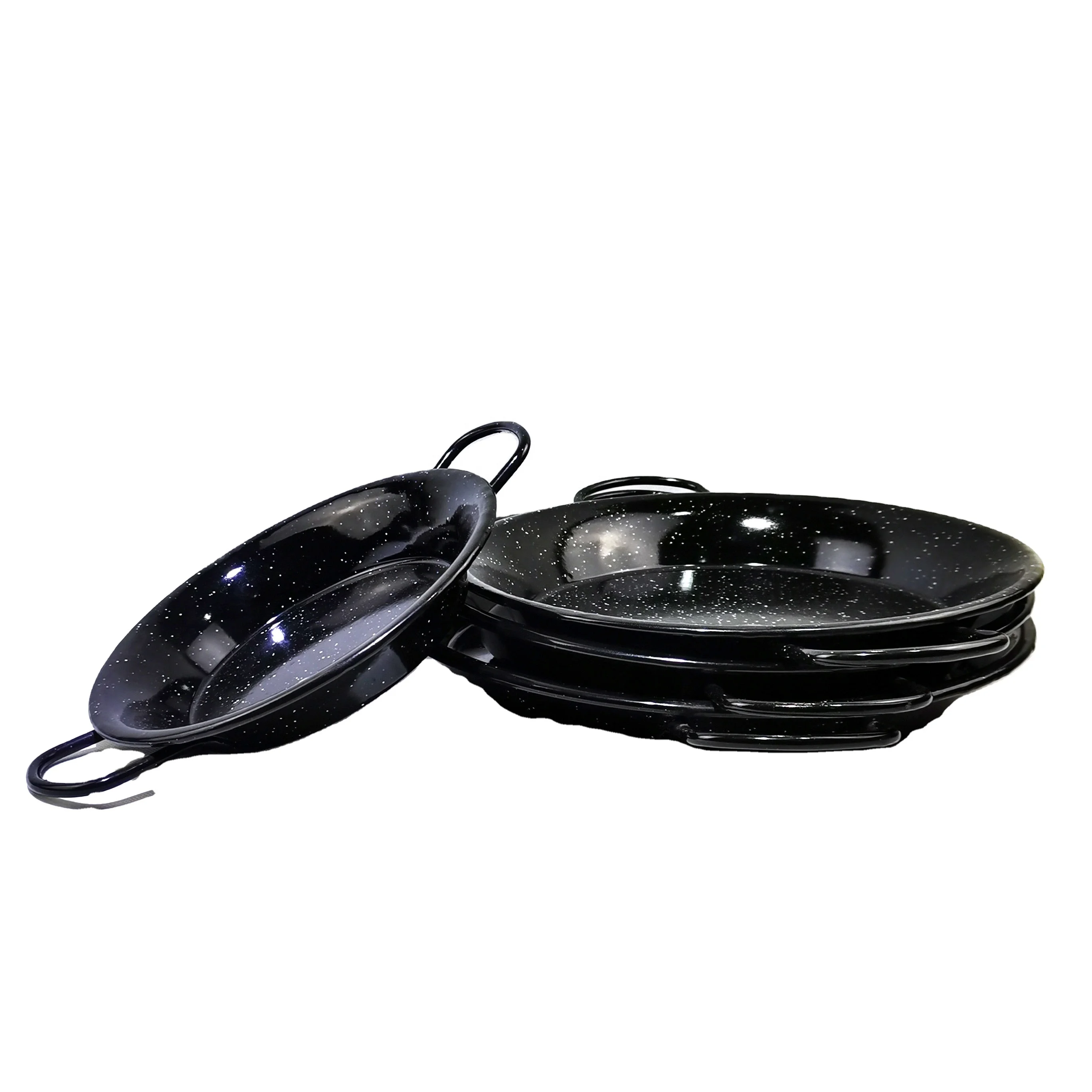 Wholesale Kitchen Appliances Enamel Non Stick Cookware Double Sided Fry Pan Seafood/Mini Paella Pan Pot Frying Pan Set