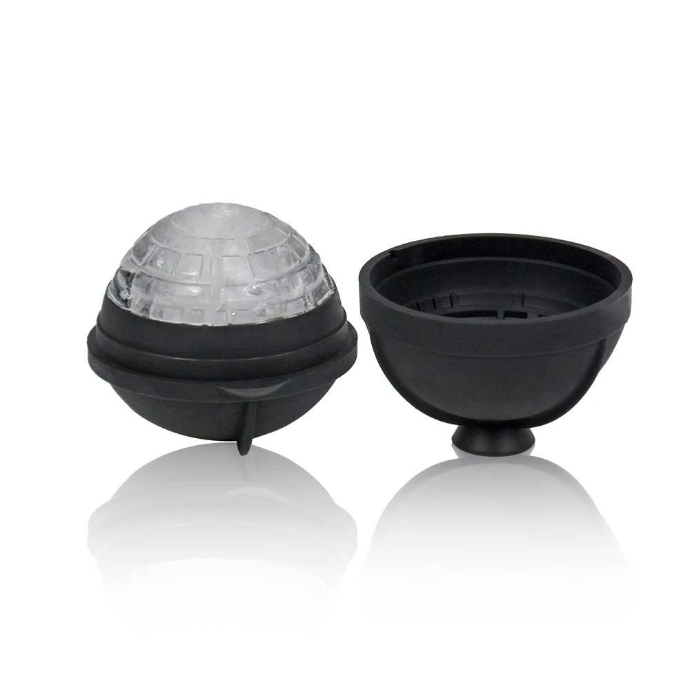 Good quality custom silicone Death Star sphere ice ball silicone single ice cube tray with funnel