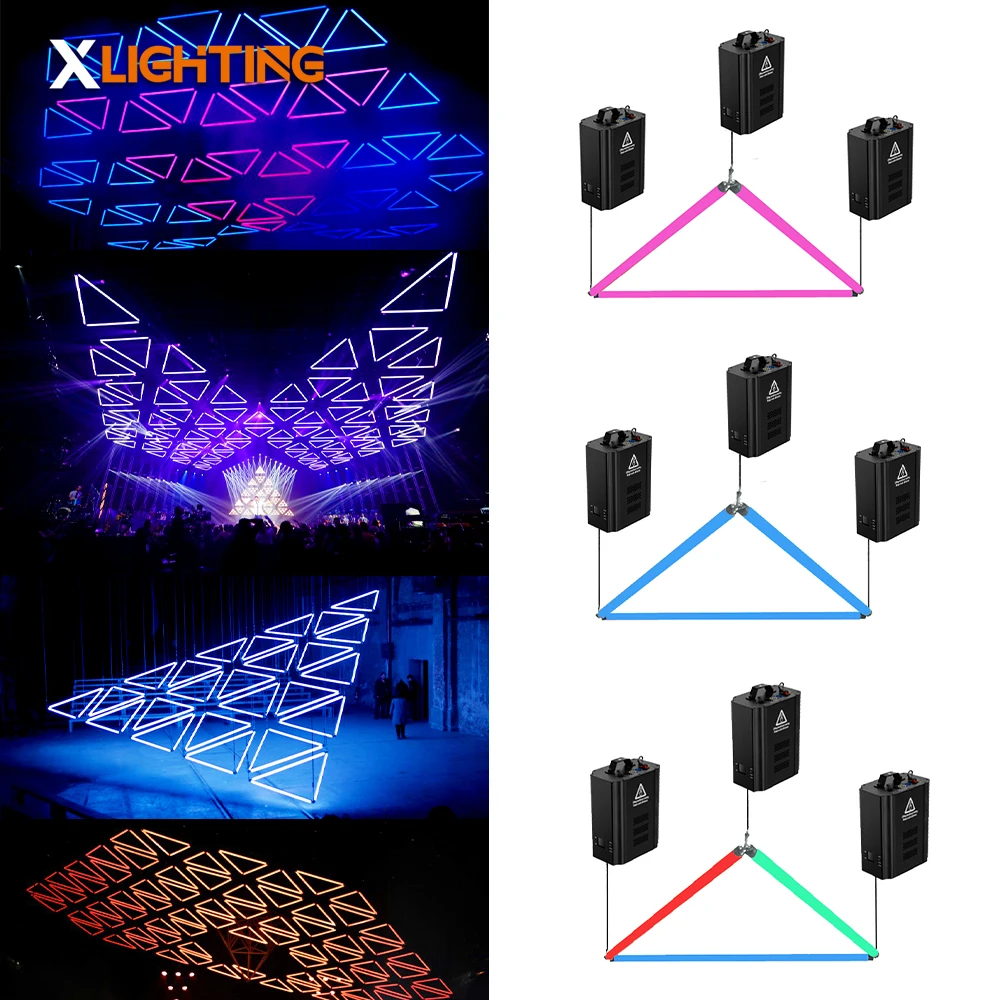 Xlighting Triangle Kinetic Light Lifting Colorful 3in1 RGB LED Tube With DMX512 Control For Dj Night Club Bar Stage