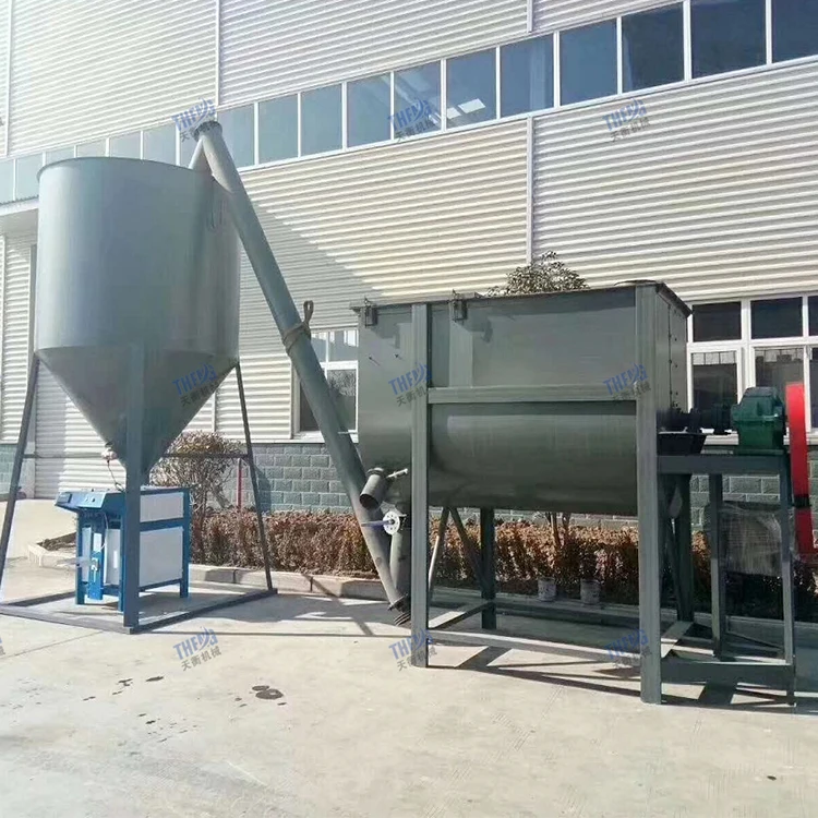 Horizontal putty powder ceramic tile adhesive mixer automatic valve mouth packing round trough type anti-cracking mortar line