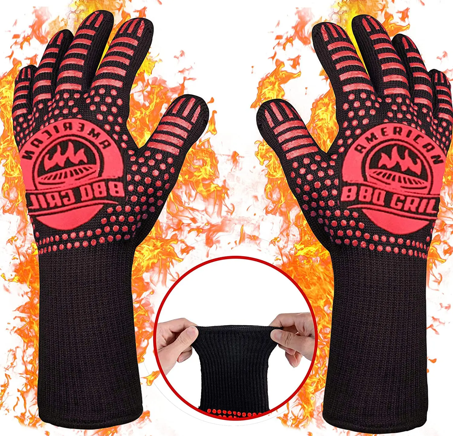 
Silicone Kitchen Oven Mitt fireproof Heat Resistant Grill Cooking Baking oven BBQ Gloves 