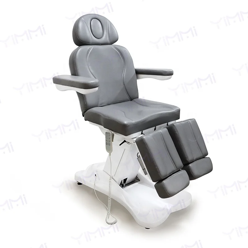 Economic 4/5 Motors Beauty Salon Chair Grey Treatment Chair PVC Leather Podiatry Chair