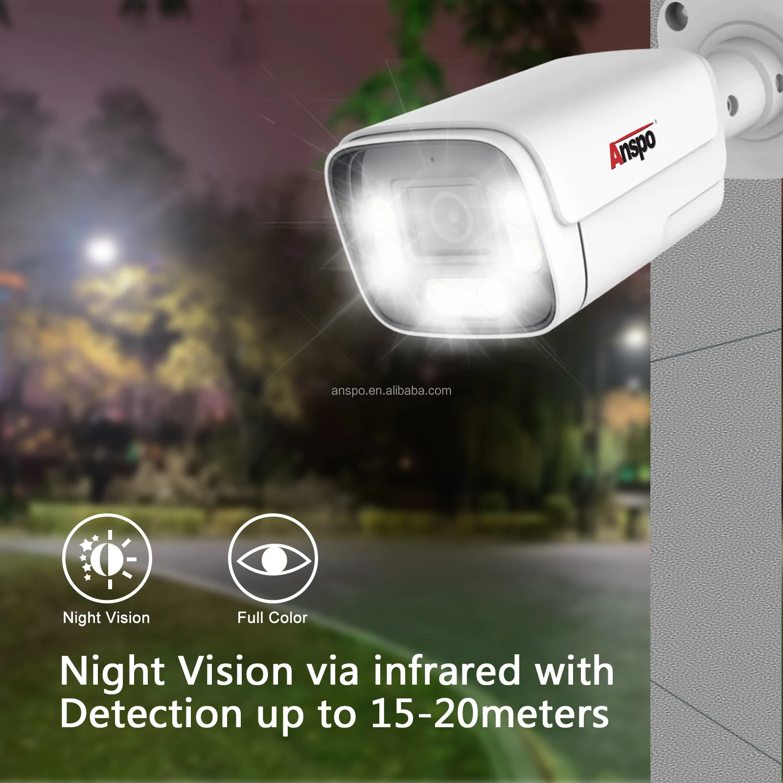 Anspo 5MP full color 4CH WIFI NVR KIT Wireless Security system 4 Channel audio Cctv Camera System 2k Cctv System Home Security