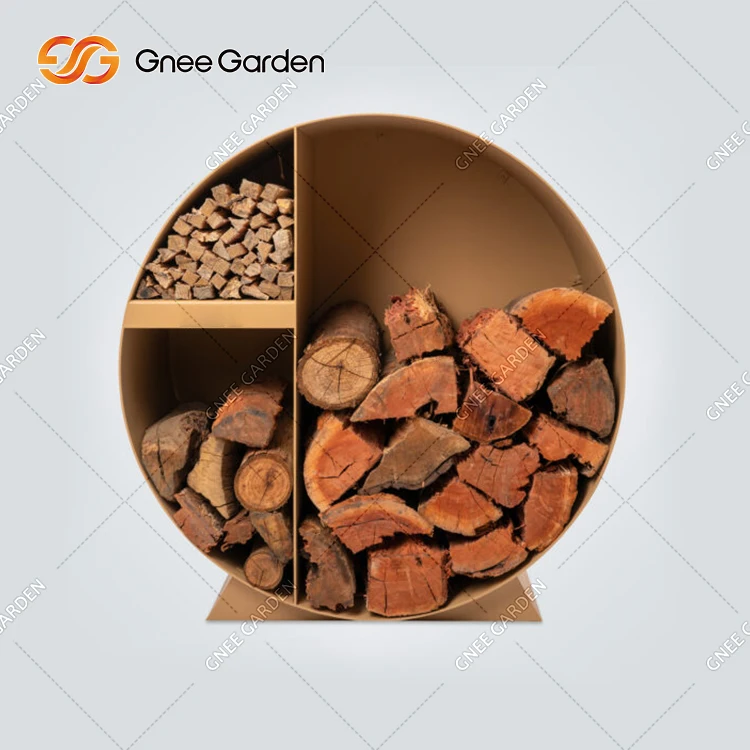 Wood Burning Corten Steel Log Fire Pits With Wood Log Storage