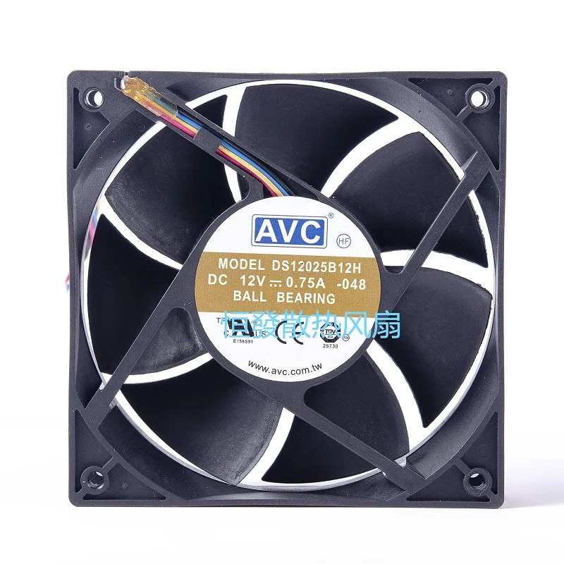 Avc Da12025b12l 12v 0.75a 12cm 12025 120x120x25 89cfm 0-30db Ultra Silent 4-wire Axial Flow Centrifugal Exhaust Cooling Fan