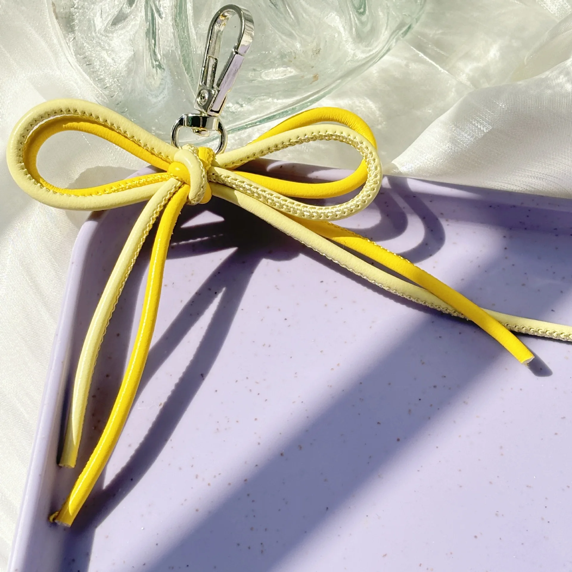 PU Simple Rope Knot Bow Knot Key Ring Hanging Bag Pendant  Cute Car Key Keychain