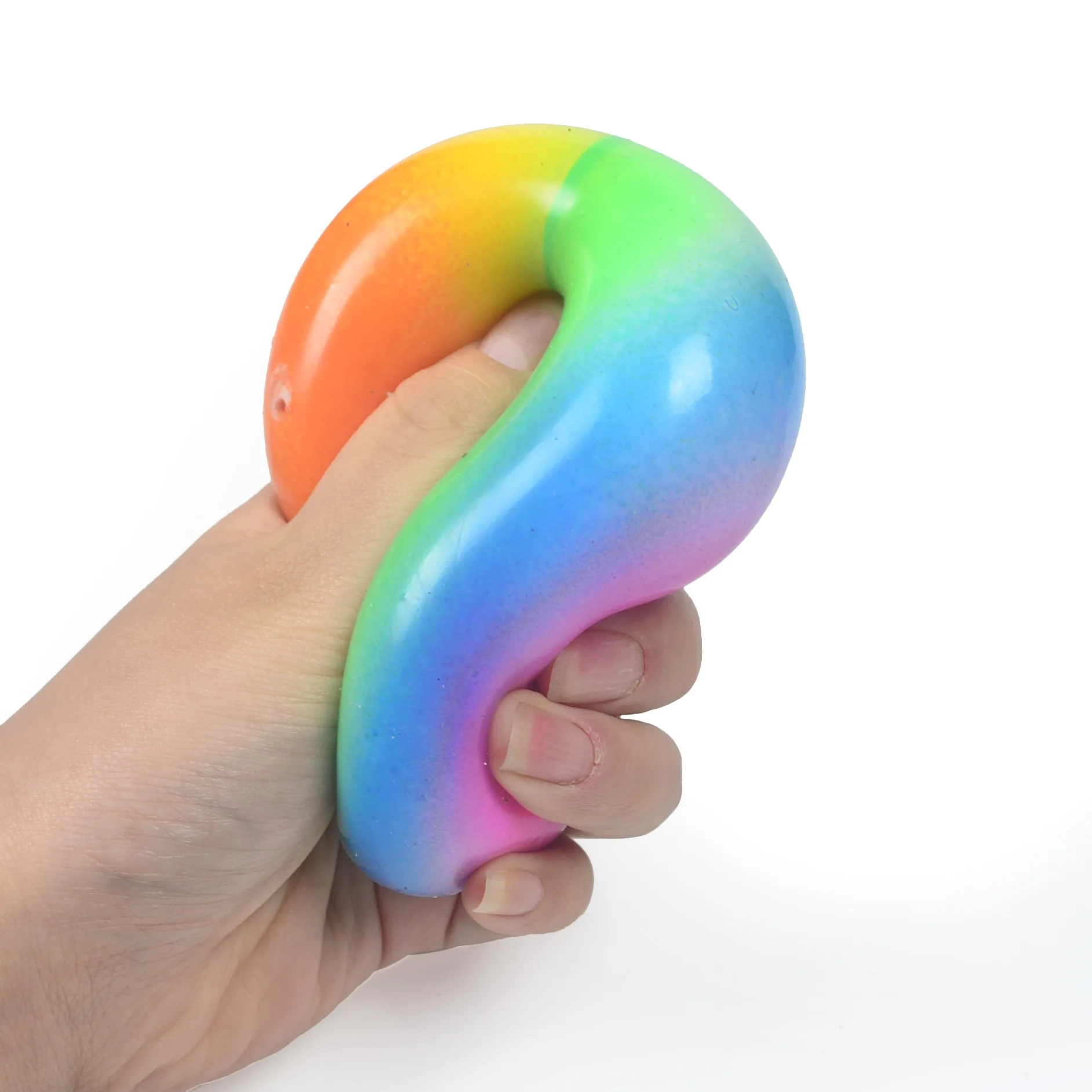 Novelty & Gag Toys TPR Rainbow flour ball elastic tension soft rubber ball  Adults and children alike decompression pinch