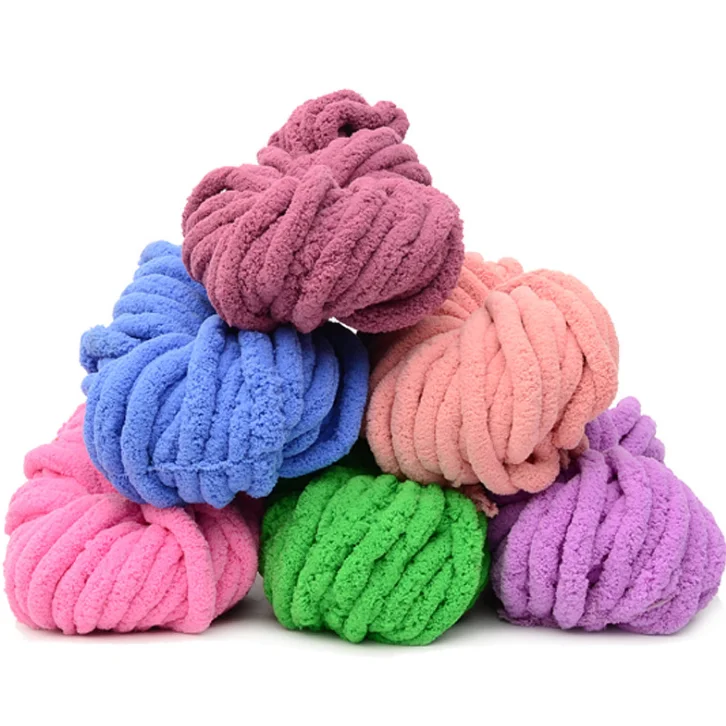 Bojay Colorful Super Soft Polyester Fancy Yarn For Handmade Blanket Big Chenille Chunky yarn Hand Knitting
