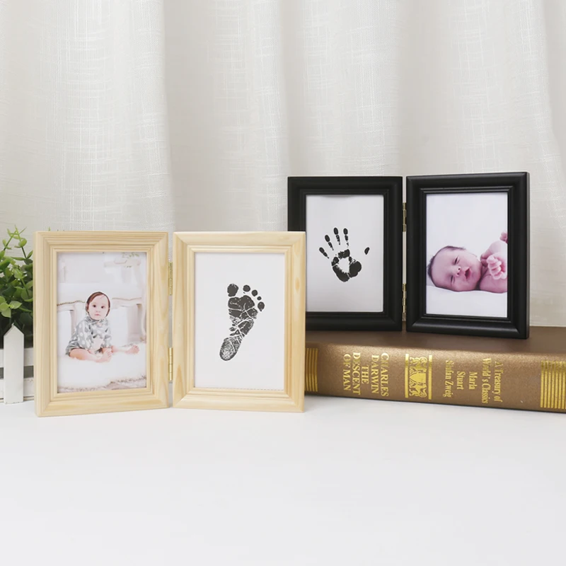 For New Moms and Dads First Year Keepsake Baby Handprint and Footprint Picture Photo Frame