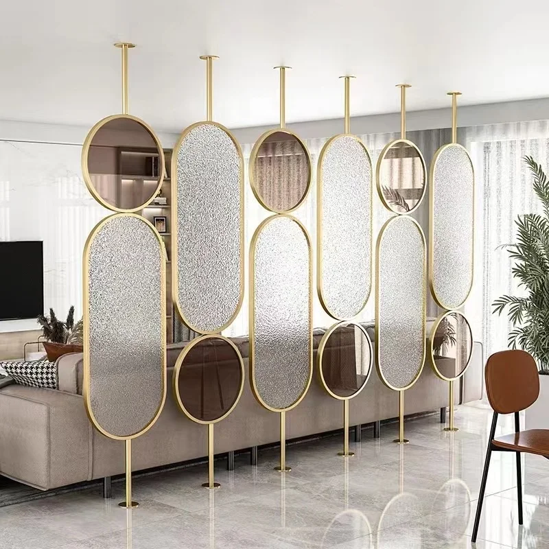 Eco-friendly  modern home decor interior laser cut stainless steel hanging screens aluminum iron wooden divider wall partition
