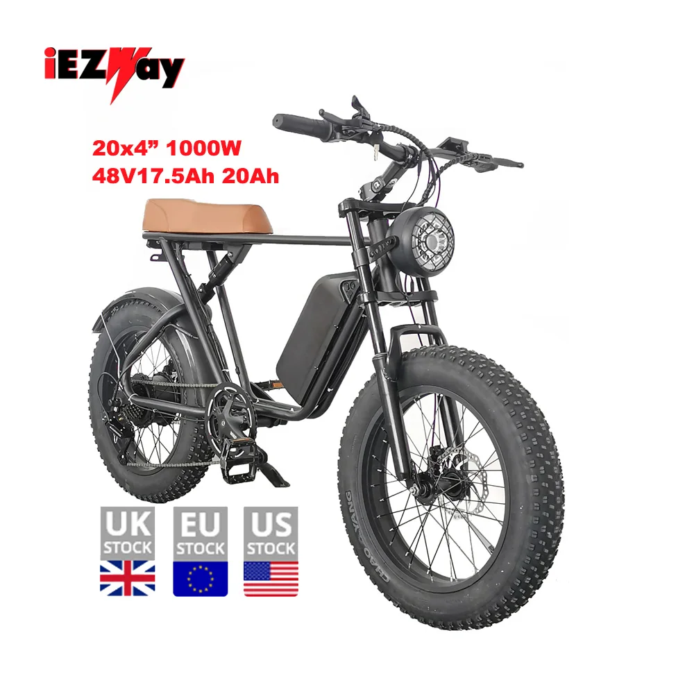 EU USA Warehouse Ready Stock C91 48V1000w 20inch Fat Tire Electric Bicycle Fatbike 17.5Ah 20Ah Electric Bike