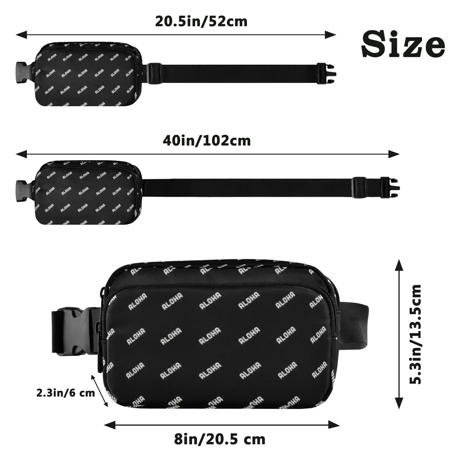 Hot Selling Aloha Custom Letter Waterproof Fabric Sports Running Women Fanny Pack Belt Waist Bag for Men